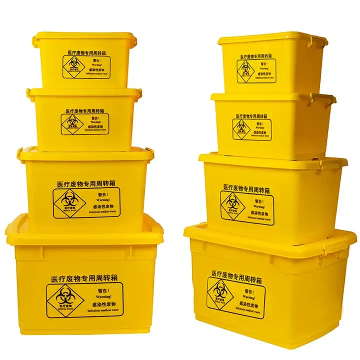 Plastic Hospital Medical Turnover Box Medical Waste Container With Lid